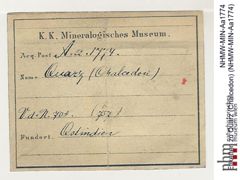 Etiketten zu Quarz (Chalcedon) (NHMW-MIN-Aa1774)